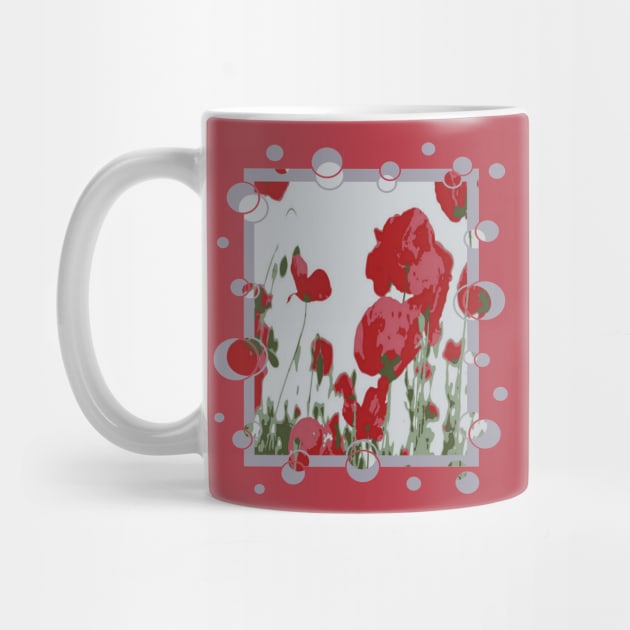 Artistic Botanical Red Poppies With Fun Border by taiche